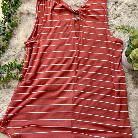 Rust Striped Sleeveless Top – Market & Spruce (Size S) - Picture 3 of 4